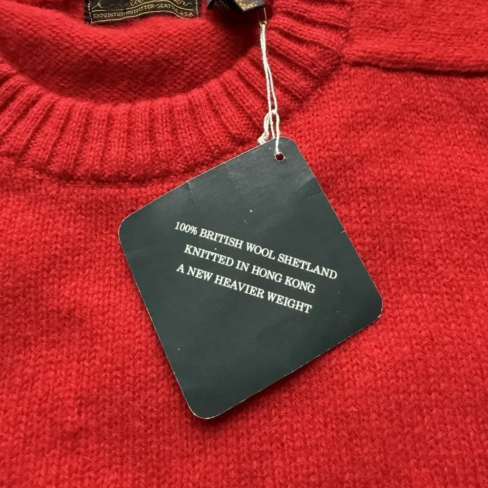 VTG 80s Eddie Bauer 100% Shetland Wool Red Crew Neck Sweater Mens XL NWT